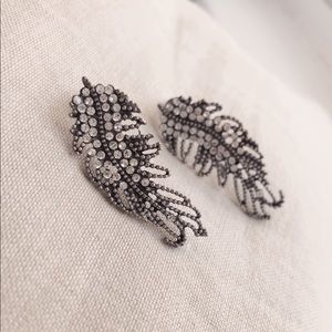 Free people crystal feather earrings